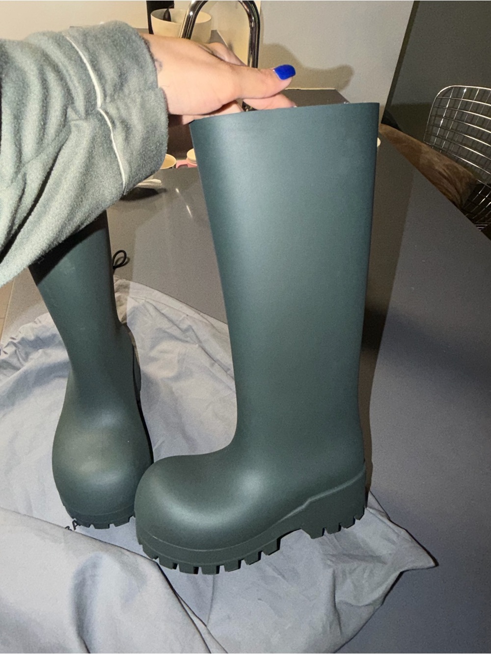 Balenciaga Forest Green Platform Rain Boots - Women sz 35
